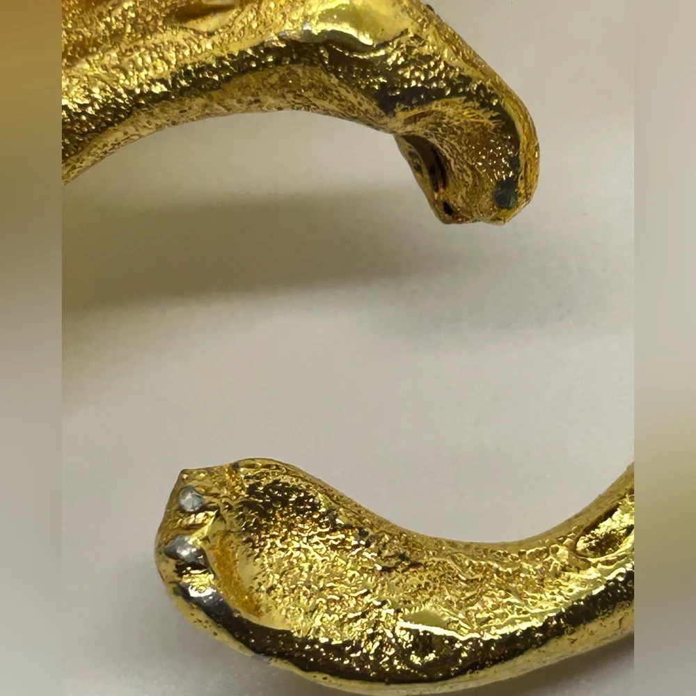 Christopher Ross Gold Cheetah Vintage Belt Buckle & Metallic Gold Leather Belt